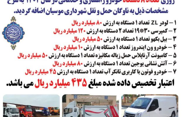 افزودن 8 دستگاه خودرو راهسازی به مناسبت دهه مبارکه فجر
